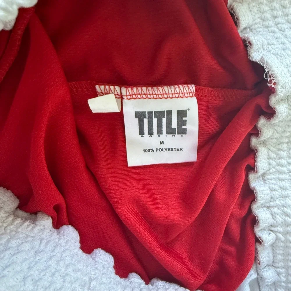 Title Boxing Mens Red Black White Mesh Training‎ Trunks Shorts Medium
